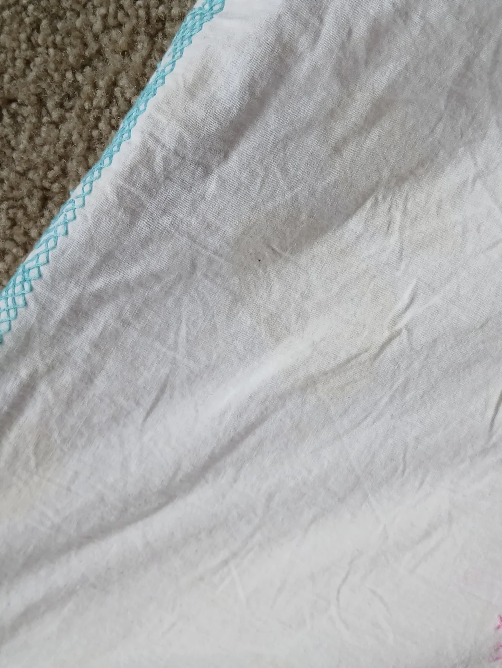 Vintage Children's Quilt with Pink and Teal Clown Print